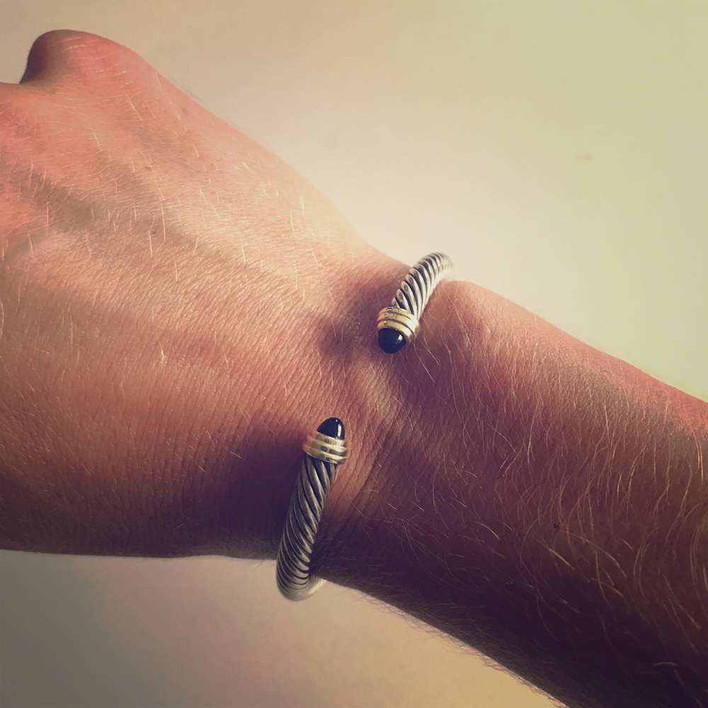 David Yurman Cable Classic Bracelet Onyx and Gold